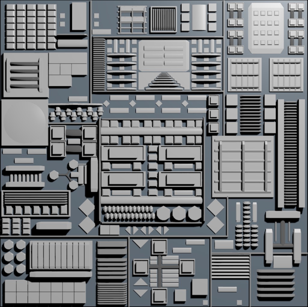 greebles-displacement-panels-01.blend preview image 1
